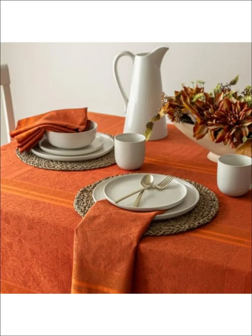 Jacquard Tablecloth 60x84 Rectangular Cotton Blend Dining